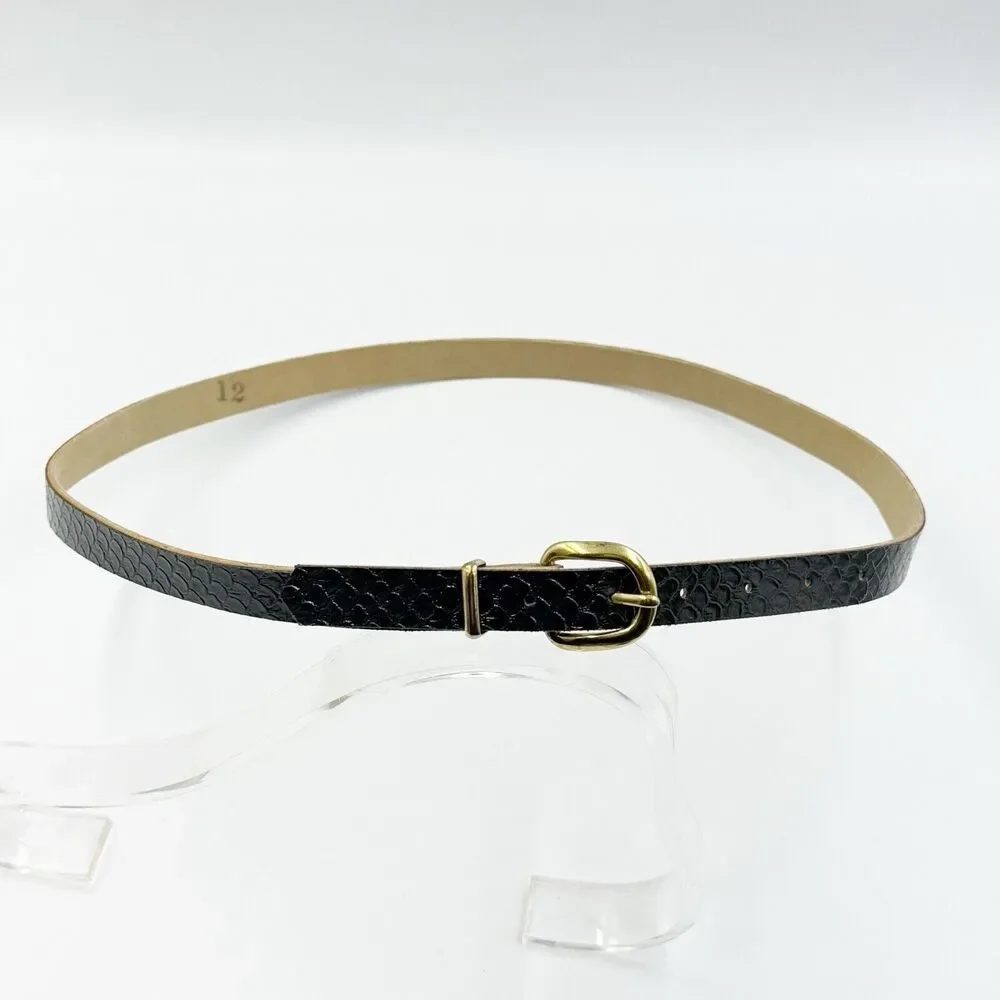 Women Gold Buckle Snakeskin Pattern Dress Belt Slim Wide Size 12